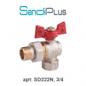 Радиаторный кран и вентиль Кран (шаровой) радиаторный Sandi-Plus (арт. SD222NW20, 3/4, угловой)