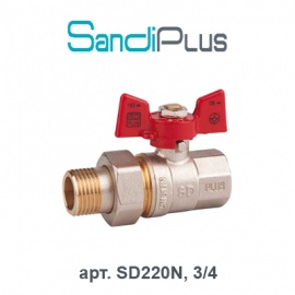 Кран (шаровой) радиаторный Sandi-Plus (арт. SD220NW20, 3/4, прямой)