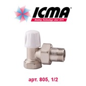 Радиаторный кран и вентиль Кран радиаторный угловой ограничительный ICMA (арт. 805, 1/2)