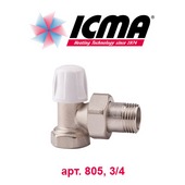 Радиаторный кран и вентиль Кран радиаторный угловой ограничительный ICMA (арт. 805, 3/4)