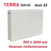 Стальной радиатор Terra teknik тип 22 VK 500х2000 (3860 Вт, нижнее подключение)