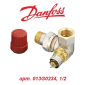Радиаторный кран и вентиль Кран (вентиль) радиаторный термостатический Danfoss RA-N 15 (арт. 013G0234, 1/2, угловой левый)