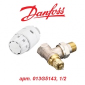 Радиаторный кран и вентиль Комплект для бокового подключения радиаторов Danfoss RA-FN + RAS-C2 (арт. 013G5143, 1/2, угловой)