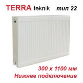 Стальной радиатор Terra teknik тип 22 VK 300х1100 (1374 Вт, нижнее подключение)