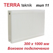 Стальной радиатор Terra teknik тип 11 K 300х1000 (677 Вт, боковое подключение)