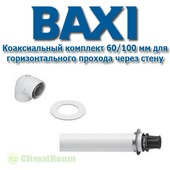Дымоход для котла и камина Комплект коаксиального дымохода Baxi 60-100 мм