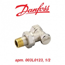 Кран (вентиль) радиаторный угловой нижний Danfoss RLV-S 15 (арт. 003L0123, 1/2
