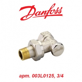 Кран (вентиль) радиаторный угловой нижний Danfoss RLV-S 20 (арт. 003L0125, 3/4