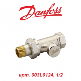 Кран (вентиль) радиаторный прямой нижний Danfoss RLV-S 15 (арт. 003L0124, 1/2