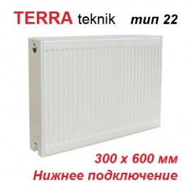 Стальной панельный радиатор отопления Terra teknik тип 22 VK 300х600