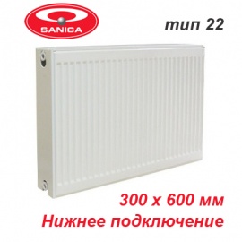 Стальной панельный радиатор отопления Sanica тип 22 VК 300х600